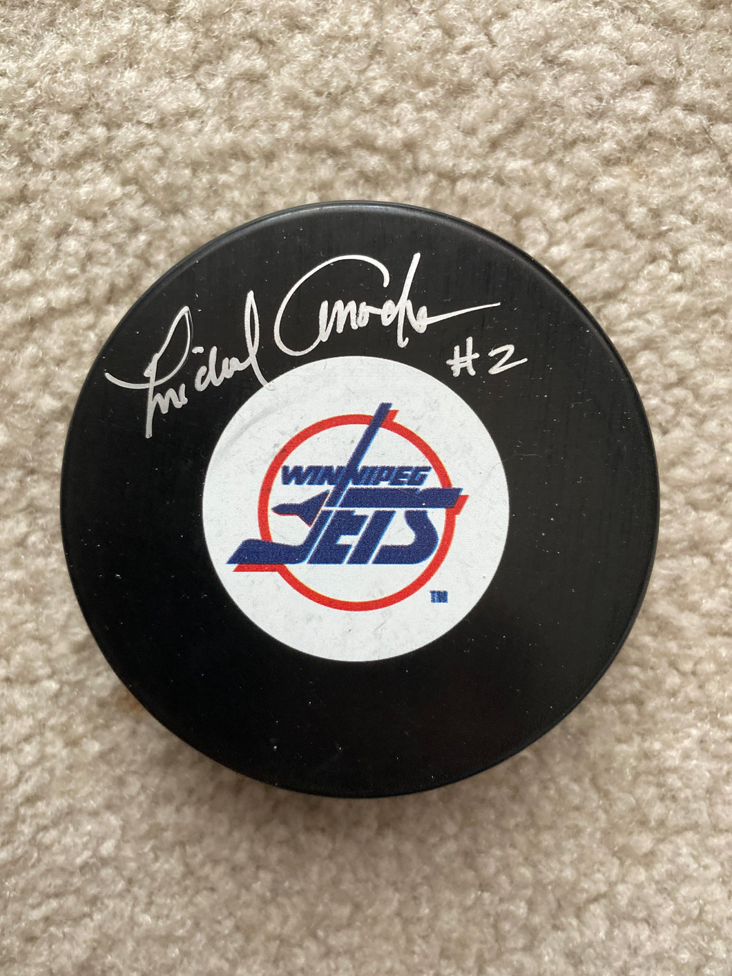 Mike Amodeo - Autographed Puck - Winnioeg Jets