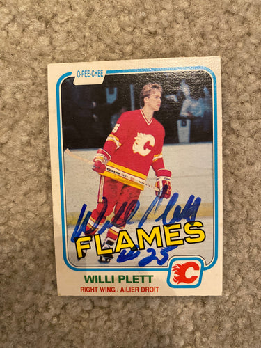 Willi Plett - Autographed Card 1981-82 Opc