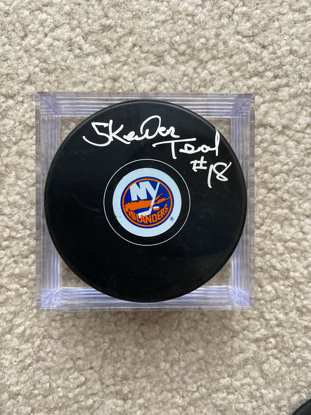 Skeeter Teal - Autographed Puck - New York Islanders