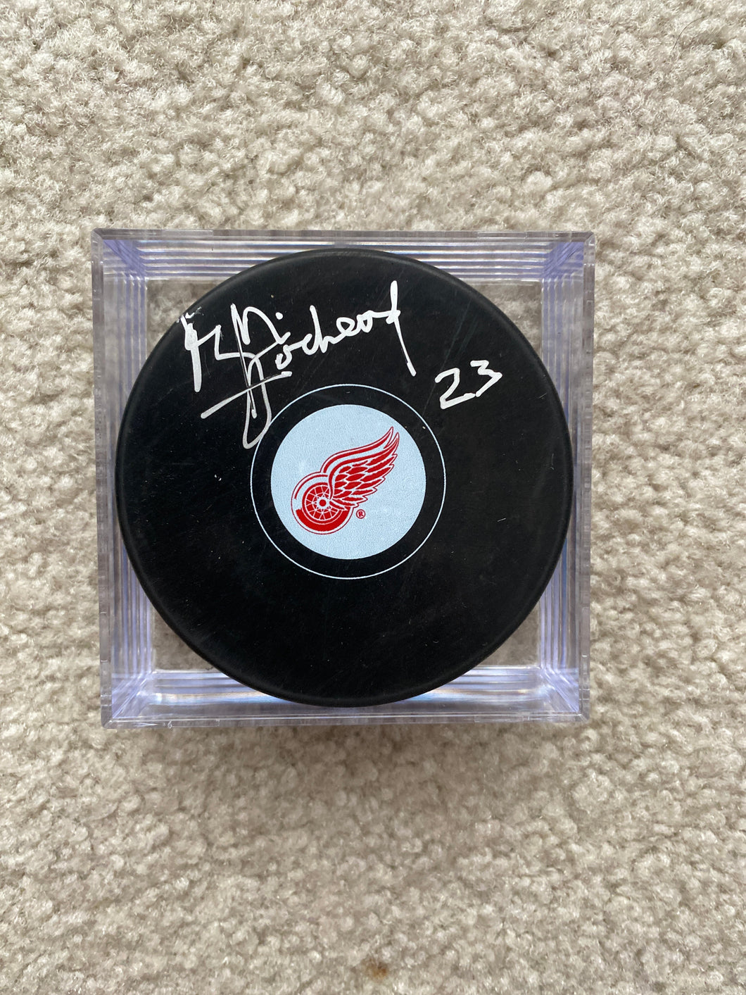 Bill Lochead - Autographed Puck - Detroit Red Wings