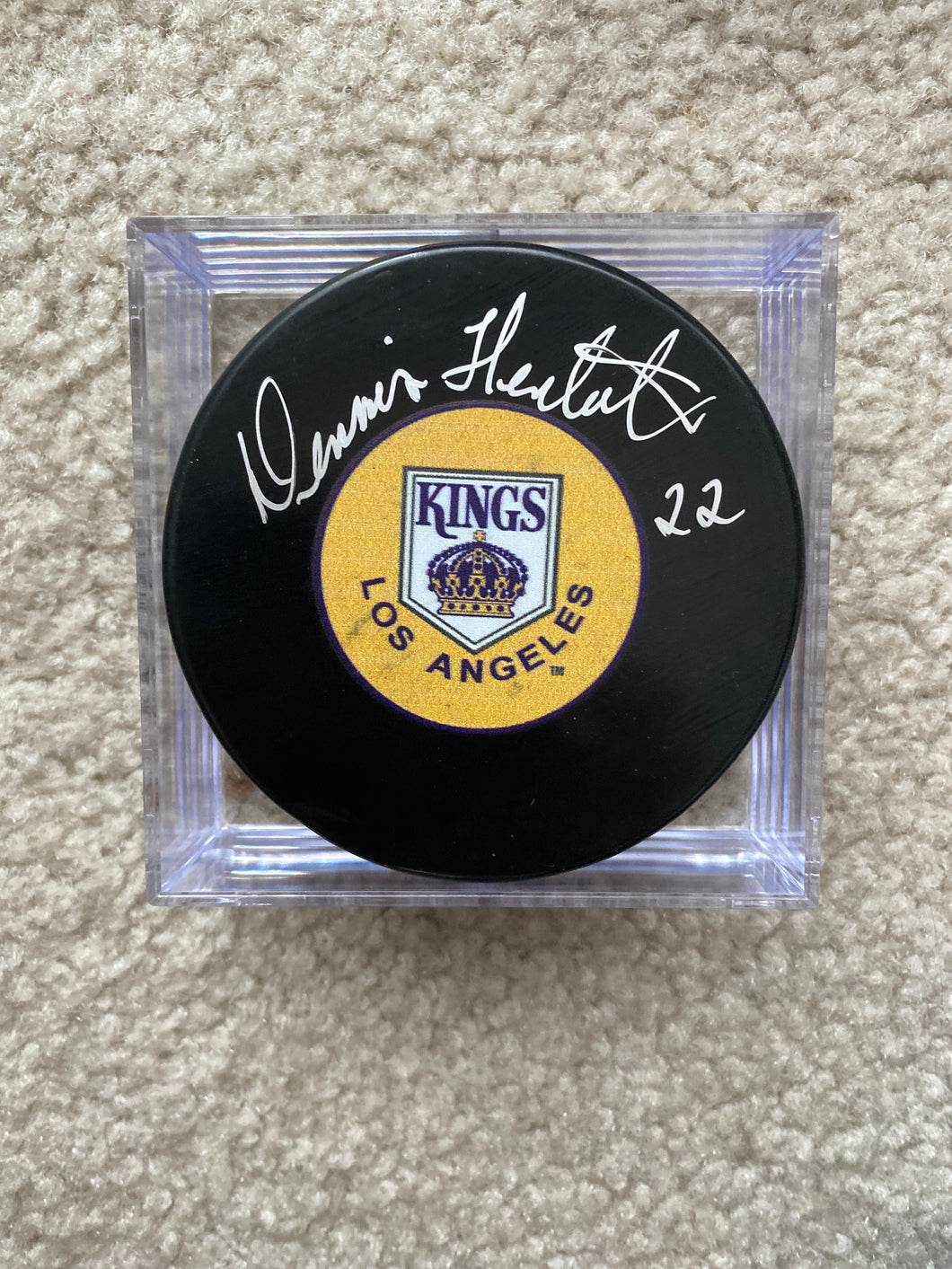 Dennis Hextall - Autographed Puck - Los Angelos Kings