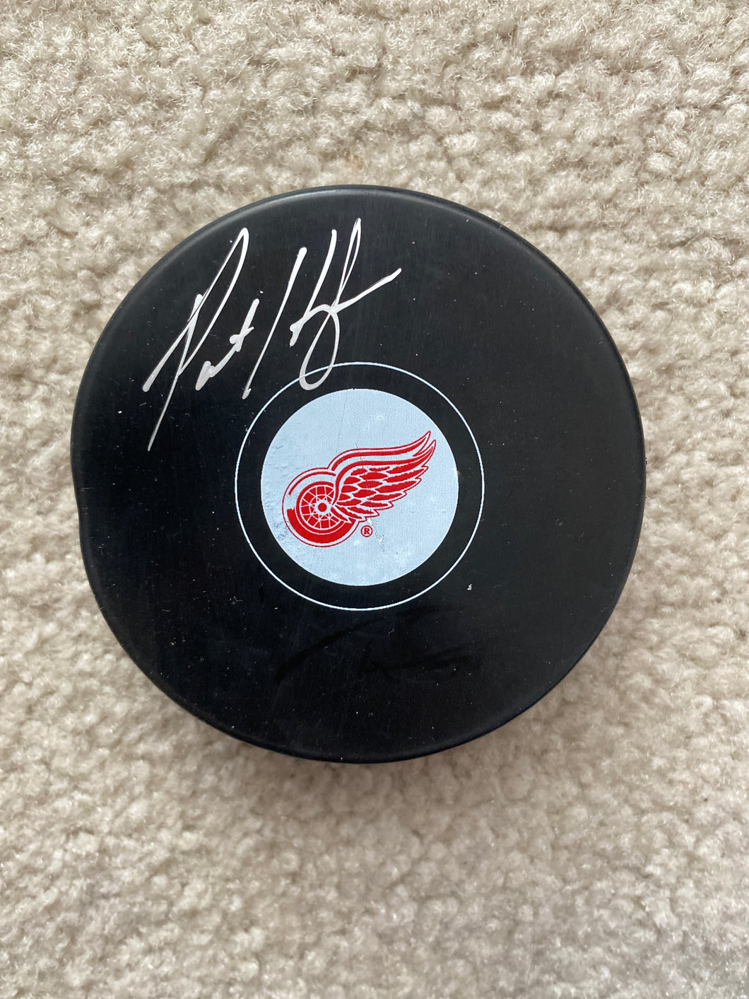 Pat Hughes - Autographed Puck - Detroit Red Wings