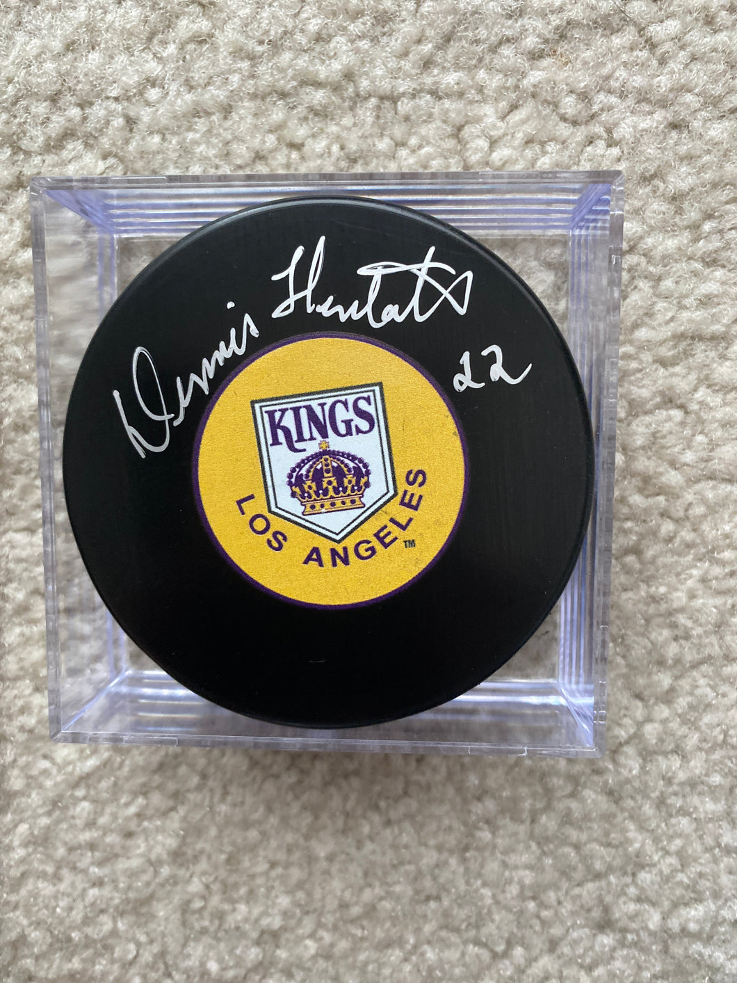 Dennis Hextall - Autographed Puck - Los Angelos Kings