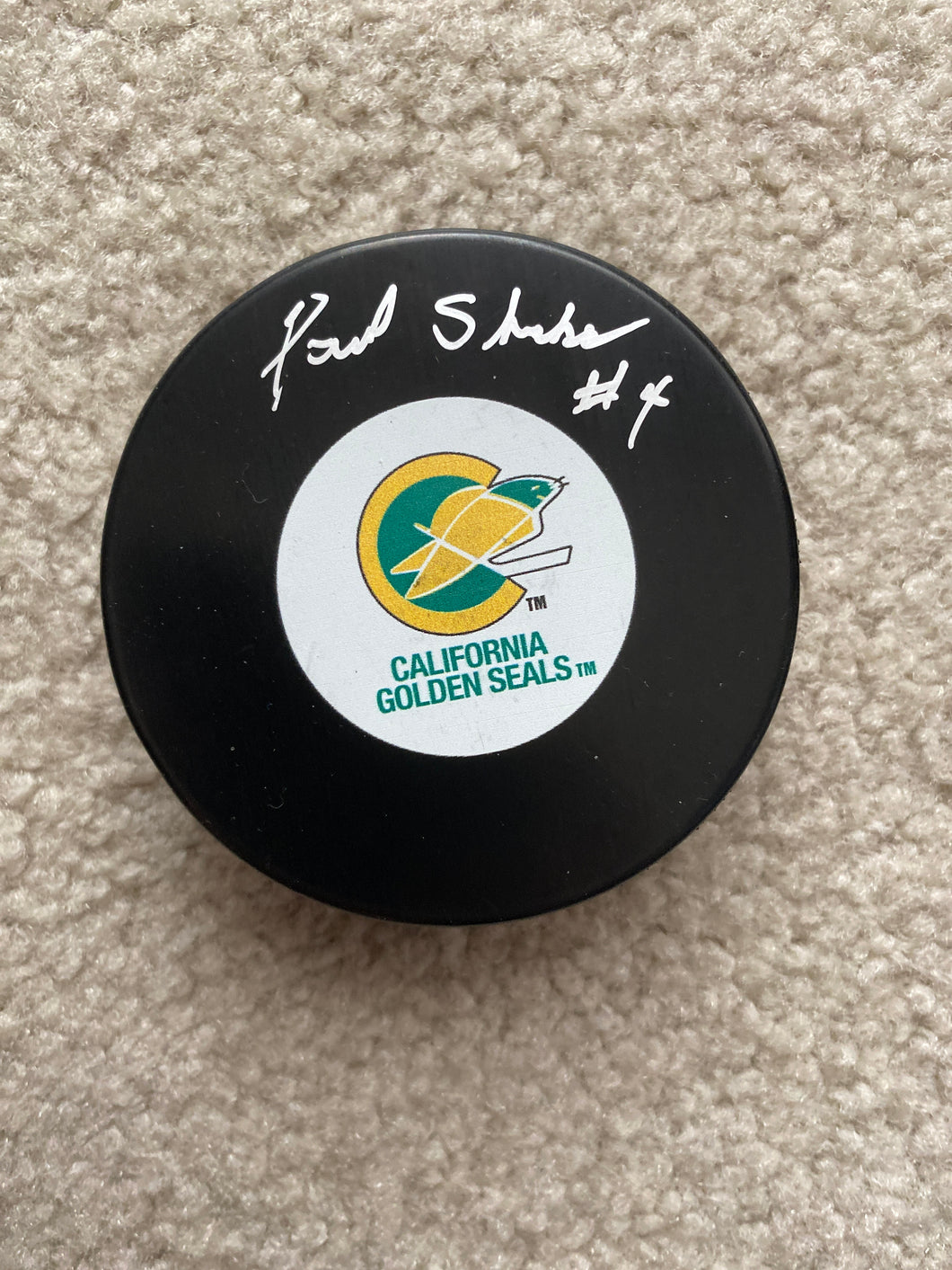 Paul Shakes - Autographed Puck - California Seals