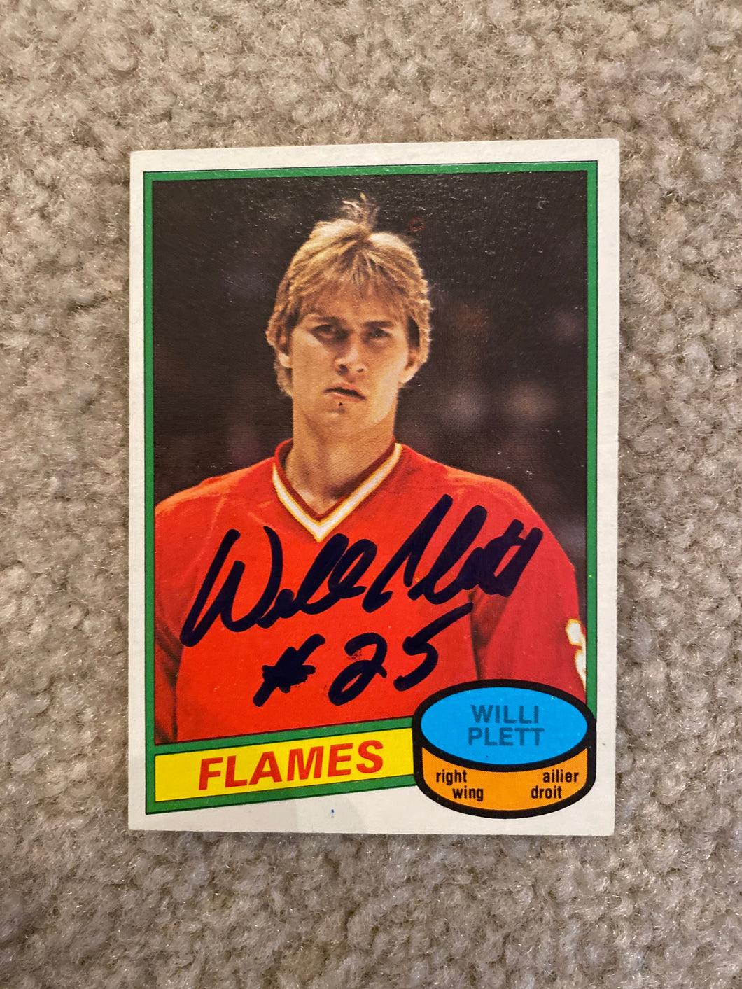 Willi Plett - Autographed Card 1980-81 Opc
