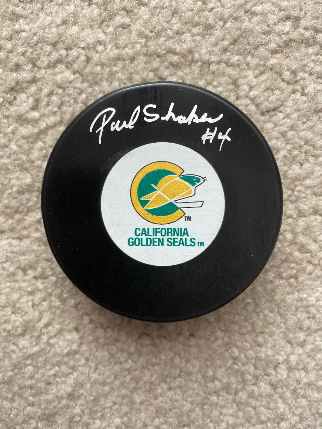 Paul Shakes - Autographed Puck - California Seals