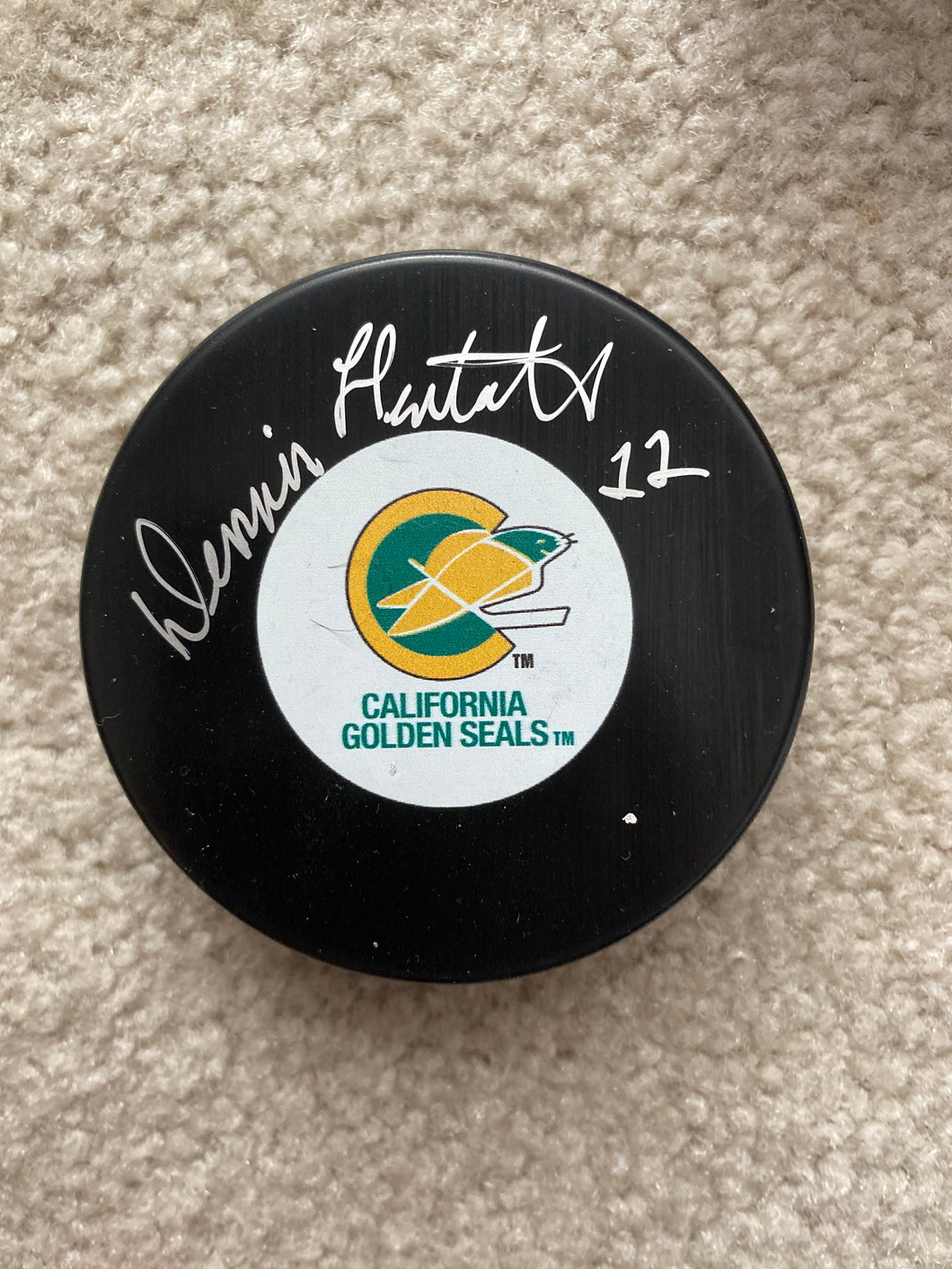 Dennis Hextall - Autographed Puck - California Seals