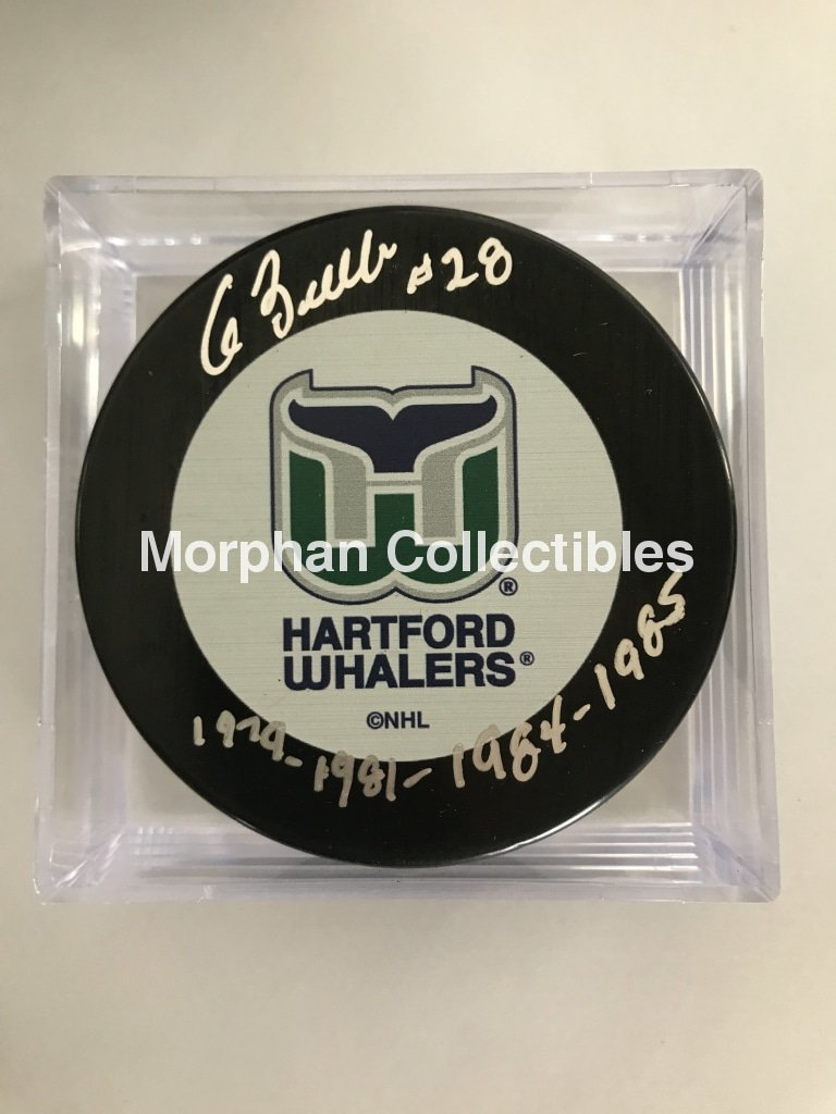 Pat Boutette - Autographed Puck Hartford Whalers