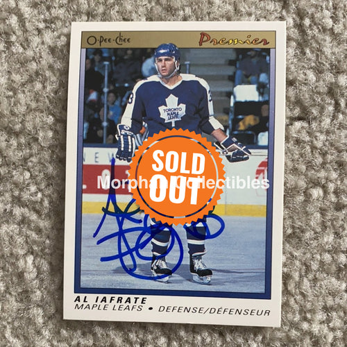 Al Iafrate - Autographed Card 1991 Opc Premier