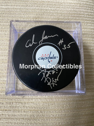 Al Jensen And Pat Riggin - Autographed Washington Puck
