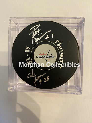 Al Jensen/pat Riggin Jennings - Autographed Puck Washington Capitals