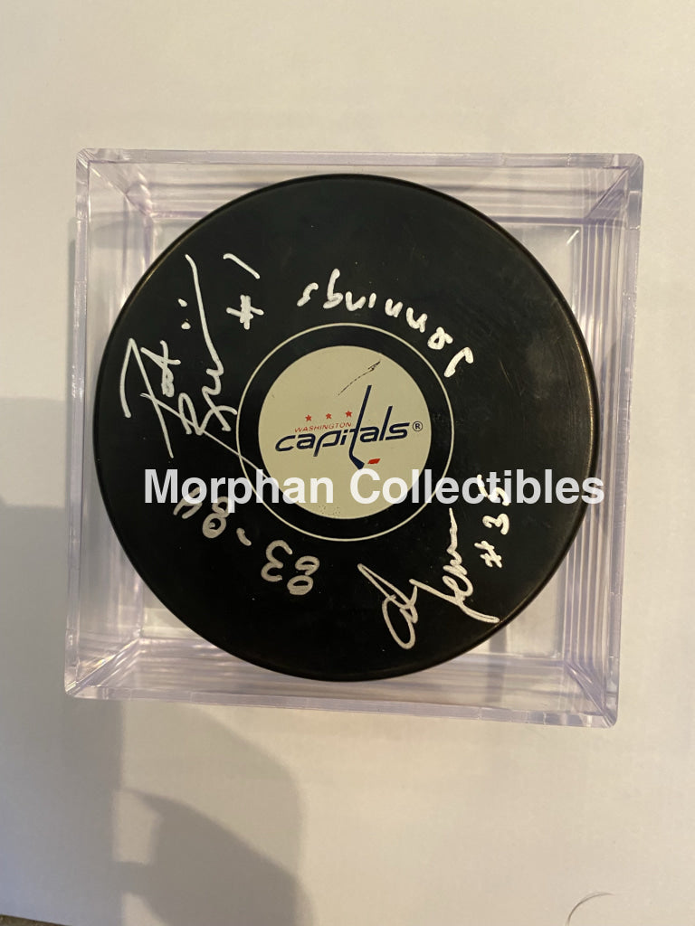 Al Jensen/pat Riggin Jennings - Autographed Puck Washington Capitals