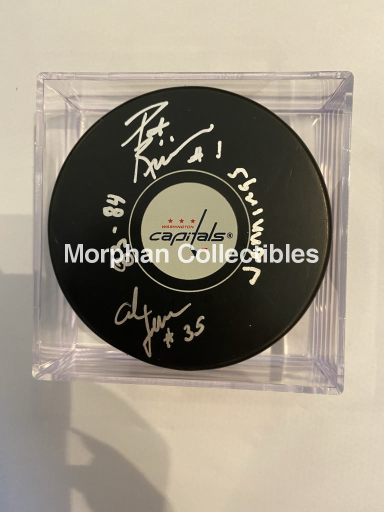 Al Jensen/pat Riggin Jennings - Autographed Puck Washington Capitals