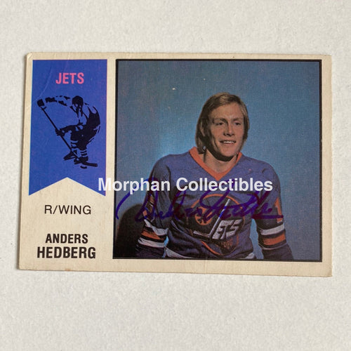 Anders Hedberg - Autographed Card Opc 1974-75 Wha