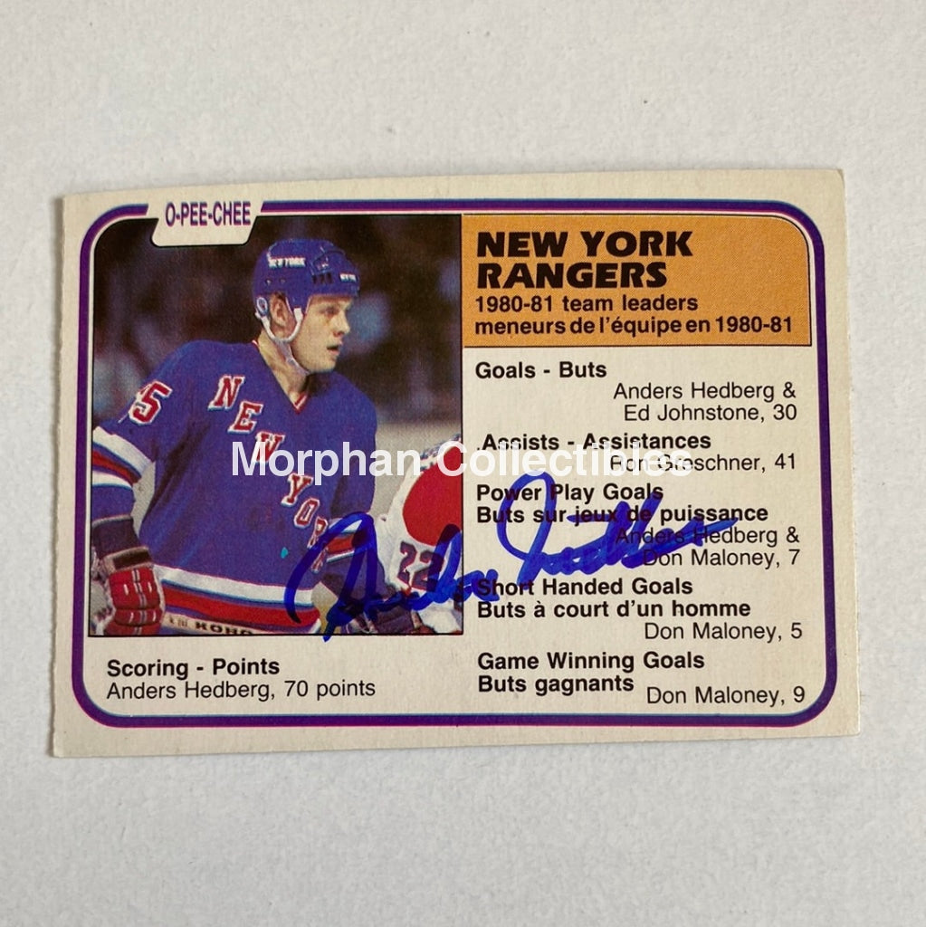 Anders Hedberg - Autographed Card Opc 1981-82