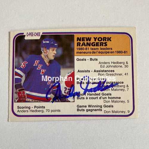 Anders Hedberg - Autographed Card Opc 1981-82