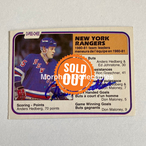 Anders Hedberg - Autographed Card Opc 1981-82