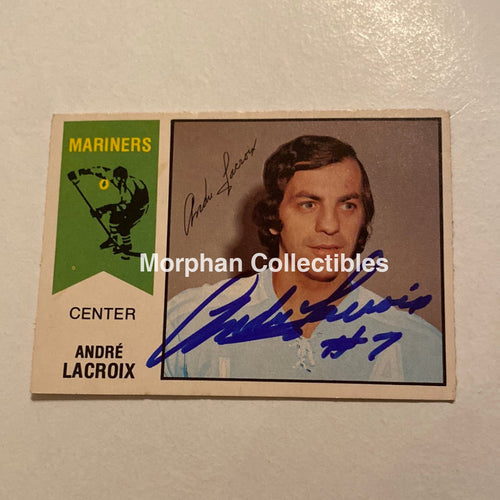 Andre Lacroix - Autographed Card Opc 1974-75 Wha
