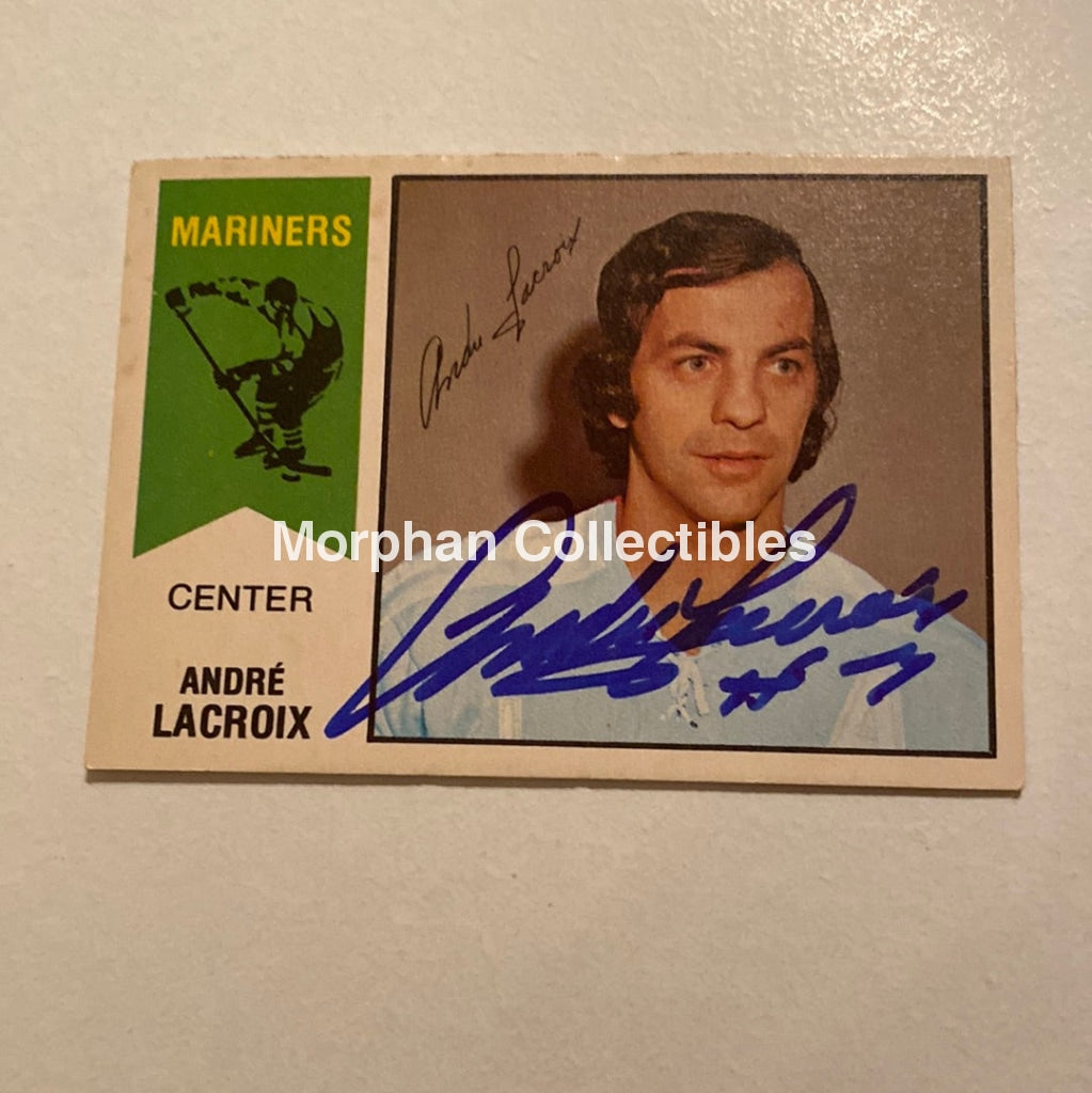 Andre Lacroix - Autographed Card Opc 1974-75 Wha