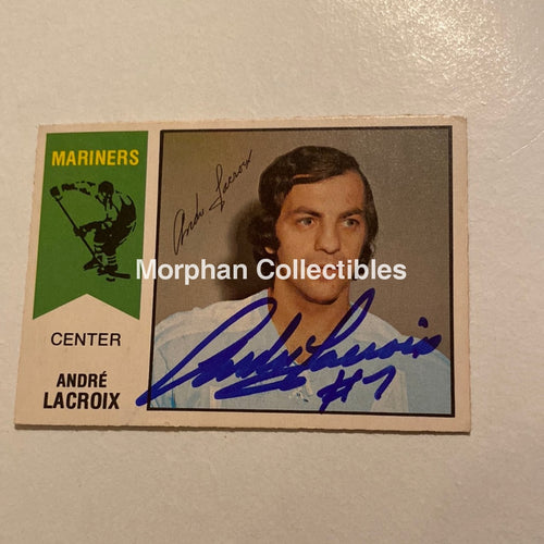 Andre Lacroix - Autographed Card Opc 1974-75 Wha