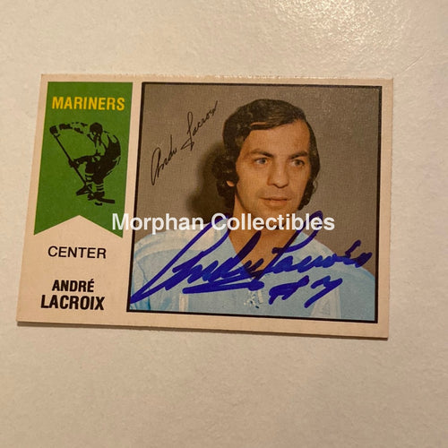 Andre Lacroix - Autographed Card Opc 1974-75 Wha