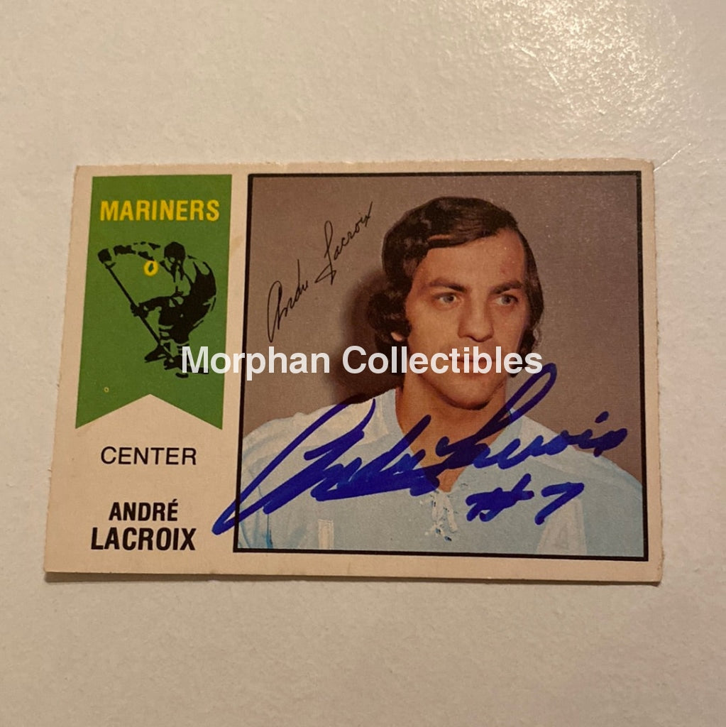 Andre Lacroix - Autographed Card Opc 1974-75 Wha