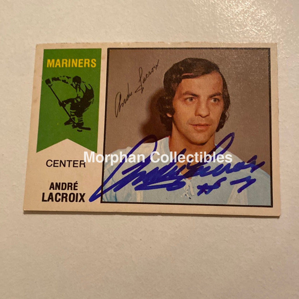Andre Lacroix - Autographed Card Opc 1974-75 Wha