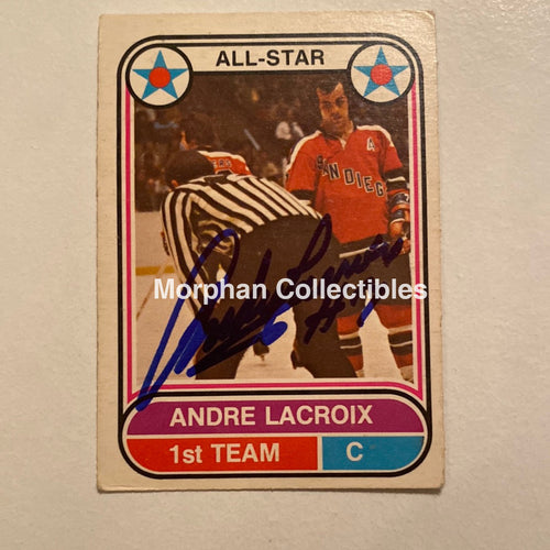 Andre Lacroix - Autographed Card Opc 1975-76 Wha