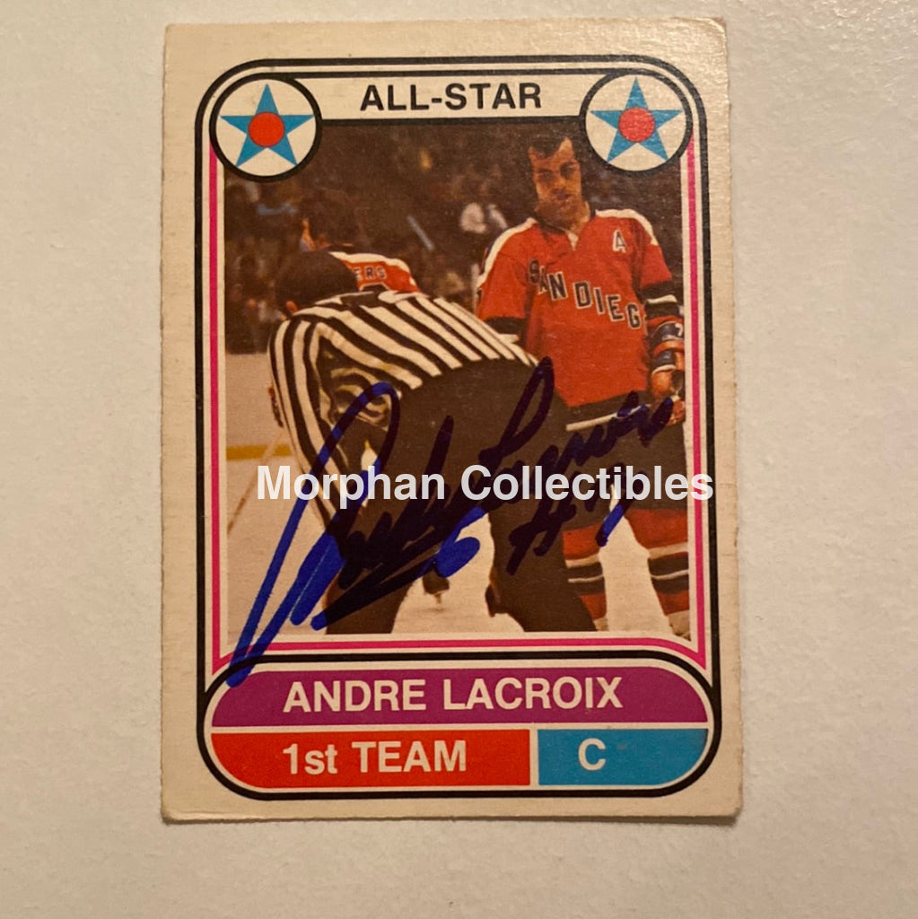 Andre Lacroix - Autographed Card Opc 1975-76 Wha