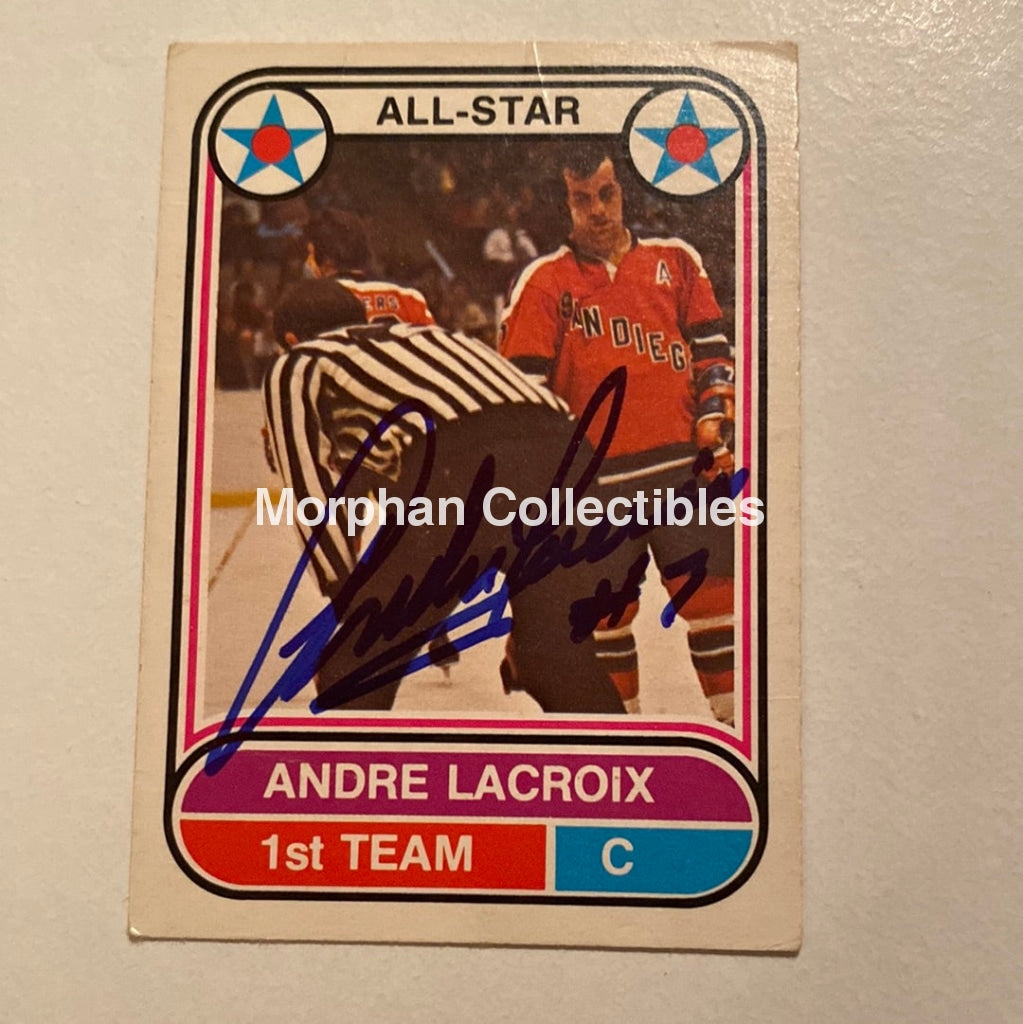 Andre Lacroix - Autographed Card Opc 1975-76 Wha