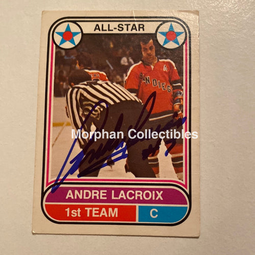 Andre Lacroix - Autographed Card Opc 1975-76 Wha