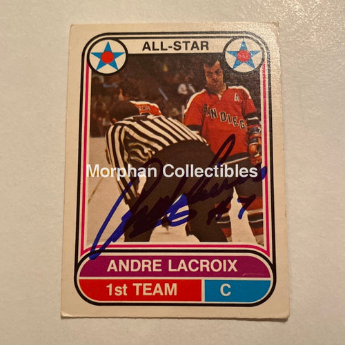 Andre Lacroix - Autographed Card Opc 1975-76 Wha