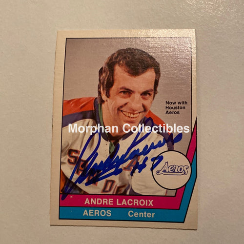 Andre Lacroix - Autographed Card Opc 1977-78 Wha