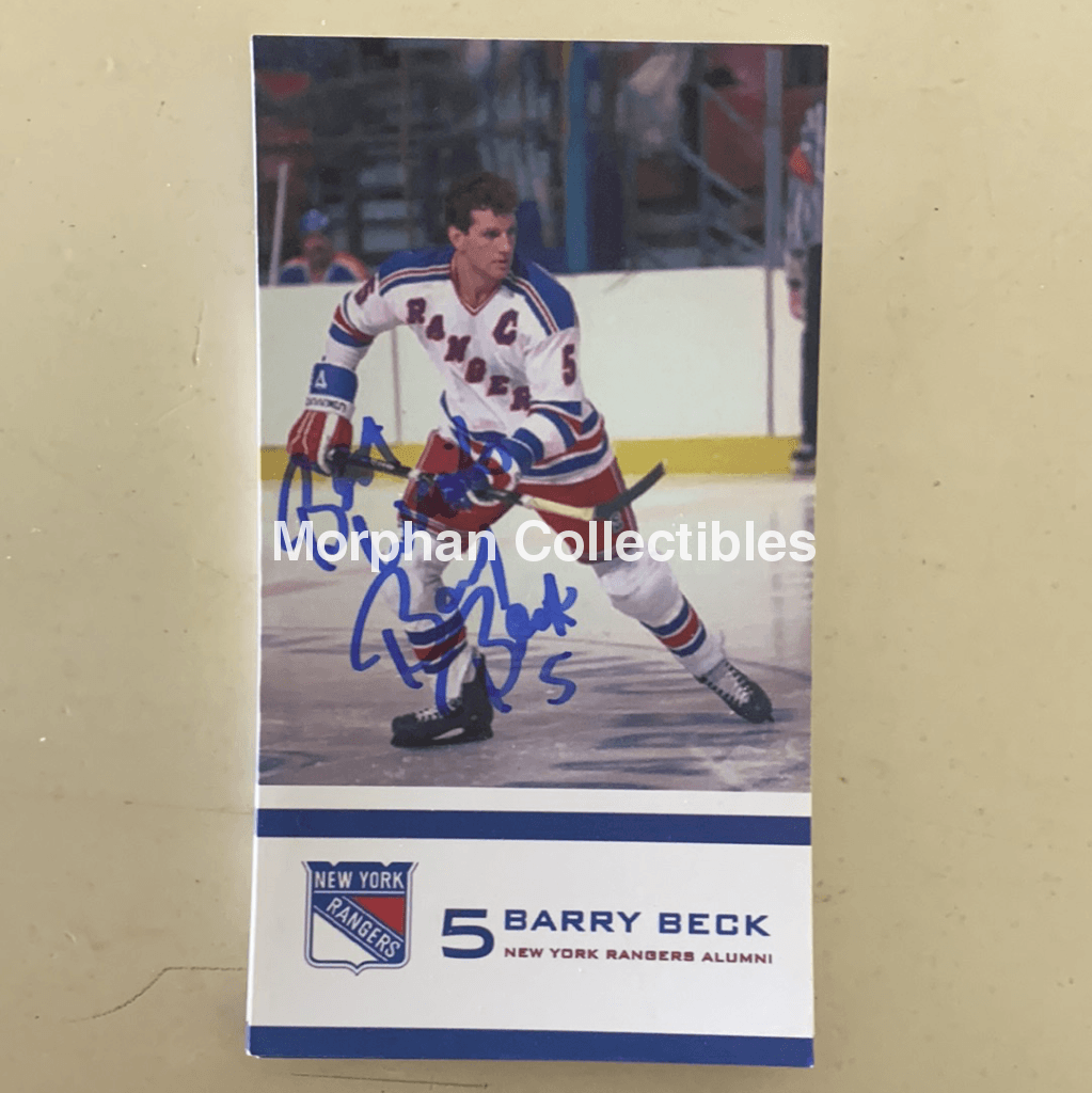 Barry Beck - Autographed 8X10 Photo New York Rangers Promo Postcard