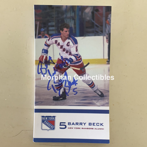 Barry Beck - Autographed 8X10 Photo New York Rangers Promo Postcard