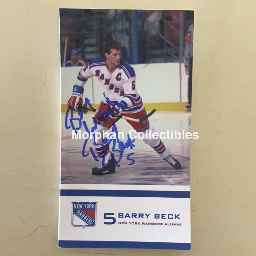 Barry Beck - Autographed 8X10 Photo New York Rangers Promo Postcard