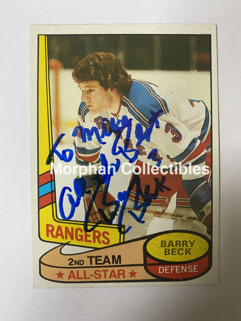 Barry Beck - Autographed Card Topps 1980-81 As Personalized