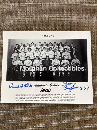 Barry Boughner/Dennis Hextall - Autographed California Golden Seals 8X10 Team Photo