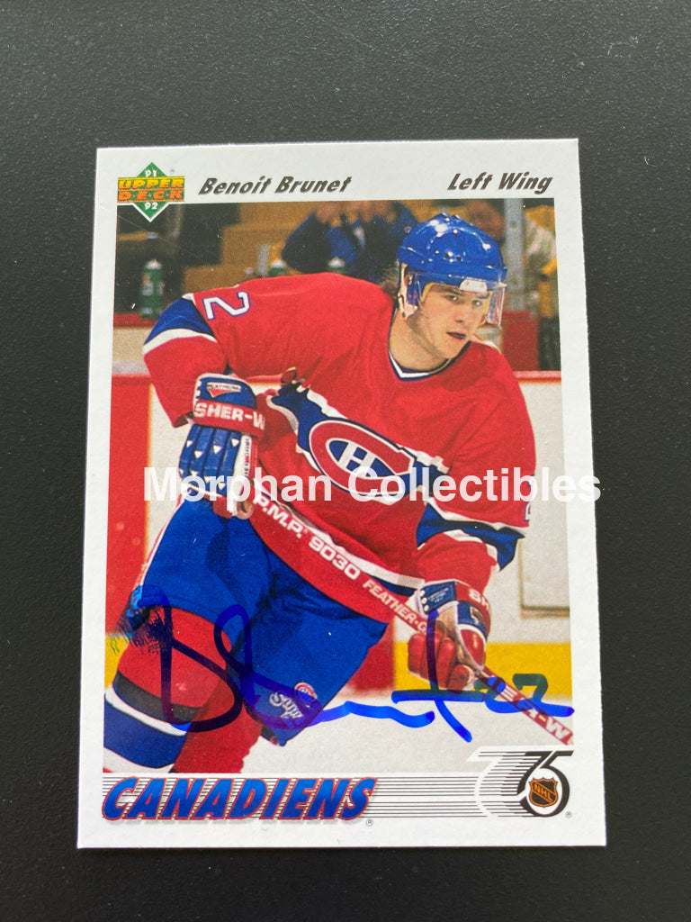 Benoit Brunet - Autographed Card 1991-92 Upper Deck