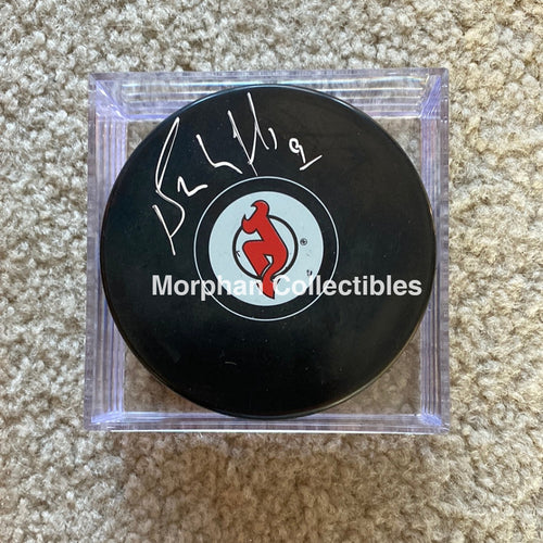 Bernie Nicholls - Autographed Puck New Jersey Devils