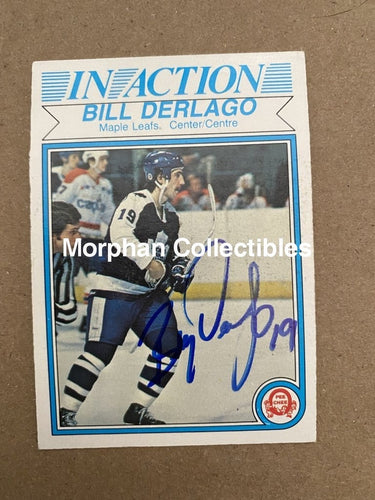 Bill Derlago Autographed Cards 1984-85 Opc In Action #1 Card