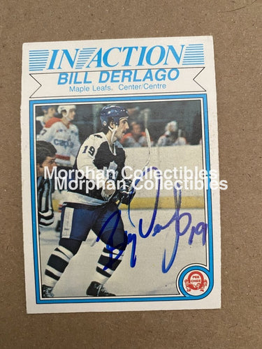 Bill Derlago Autographed Cards 1984-85 Opc In Action #1 Card