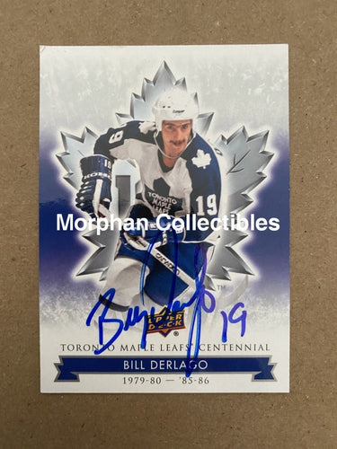 Bill Derlago Autographed Cards Leafs Centennial #1 Card