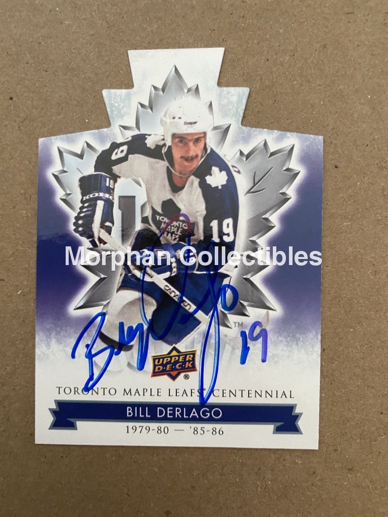 Bill Derlago Autographed Cards Leafs Centennial Die Cut Card