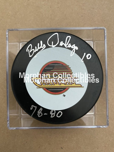 Bill Derlago - Autographed Puck Vancouver Canucks