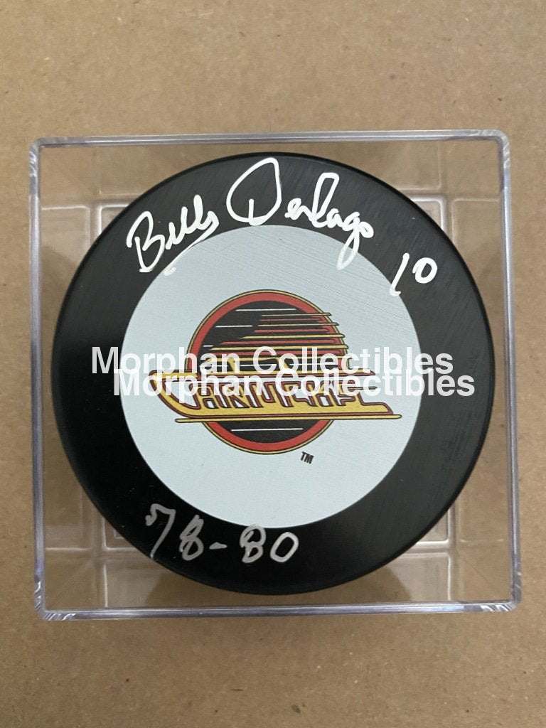 Bill Derlago - Autographed Puck Vancouver Canucks
