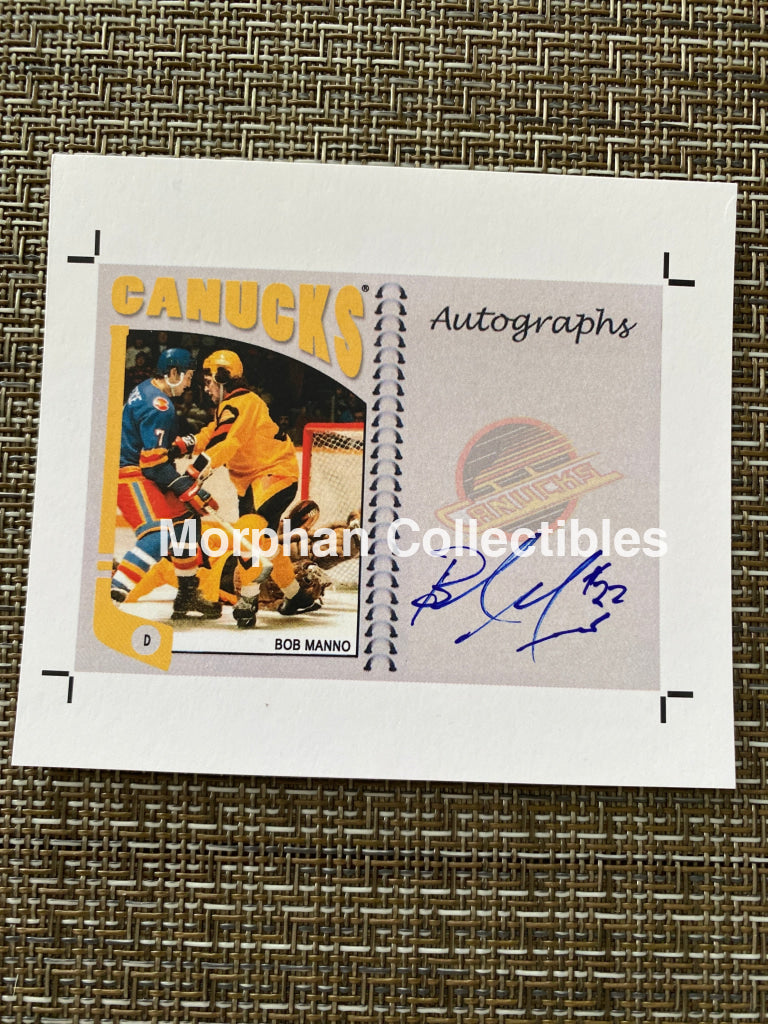 Bob Manno- Autographed Card - Custom Vancouver Canucks