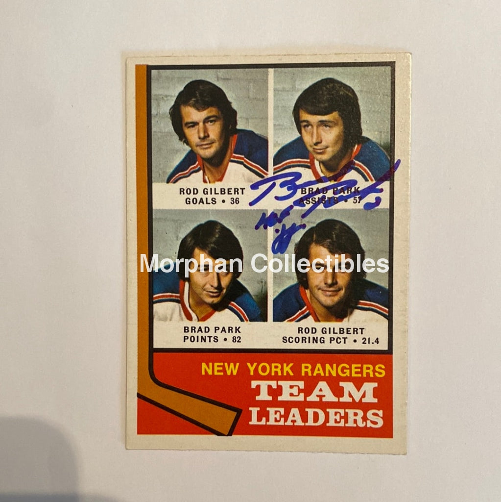 Brad Park - Autographed Card 1974-75 Opc Team Leaders