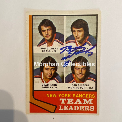 Brad Park - Autographed Card 1974-75 Opc Team Leaders