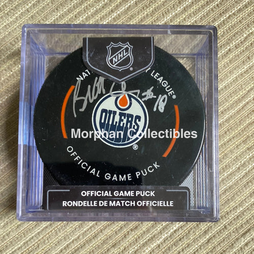 Brett Callighen - Autographed Puck Official Edmonton Oilers